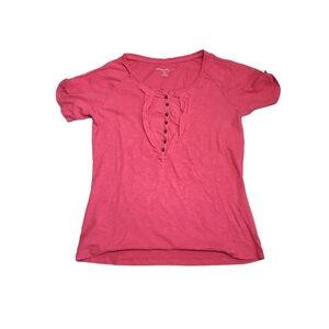 Eddie Bauer Women's pink short sleeve top size M casual preppy lagenlook